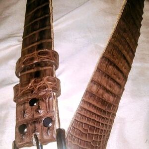 Men's Dark Brown/Light Brown/Black Crocodile Leather Belt